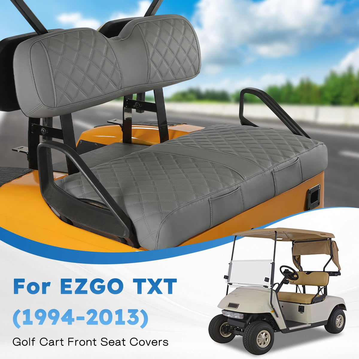 CHENGWEI EZGO TXT front seat cover with pockets keeps essentials organized.