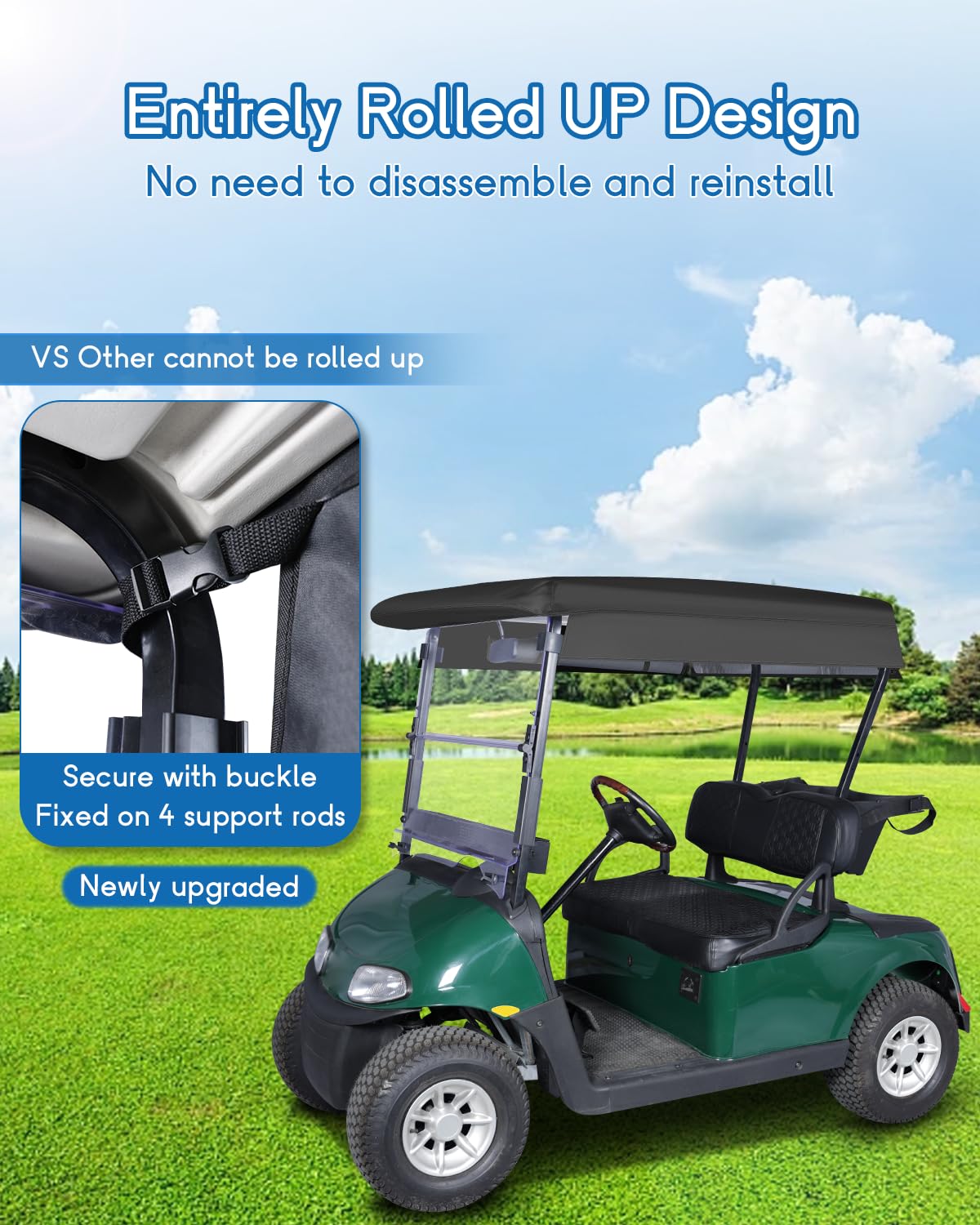 CHENGWEI full roof coverage uses 600D fabric for durable shade.