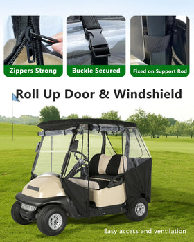 CHENGWEI golf cart enclosure rear window maintains tail light visibility.
