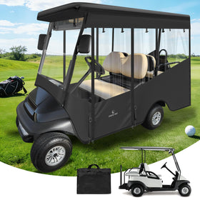 CHENGWEI golf cart enclosure for 4 passengers with long roof protects against rain and wind.