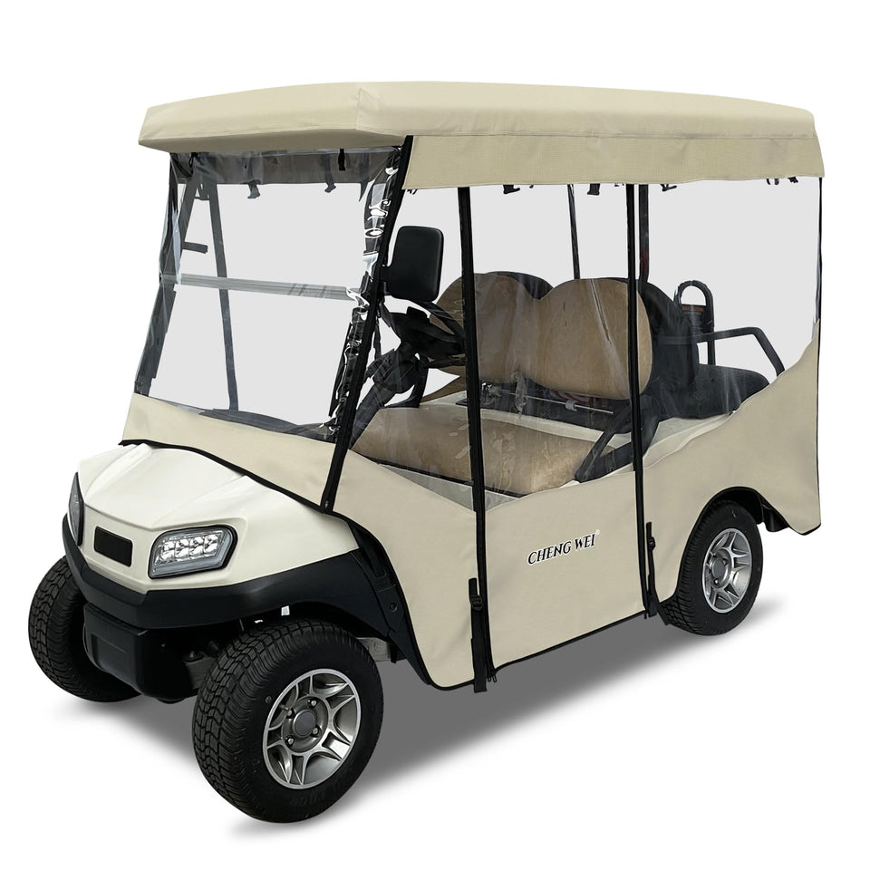 CHENGWEI golf cart enclosure for Tempo and Onward with 88-inch extended roof and all-weather protection