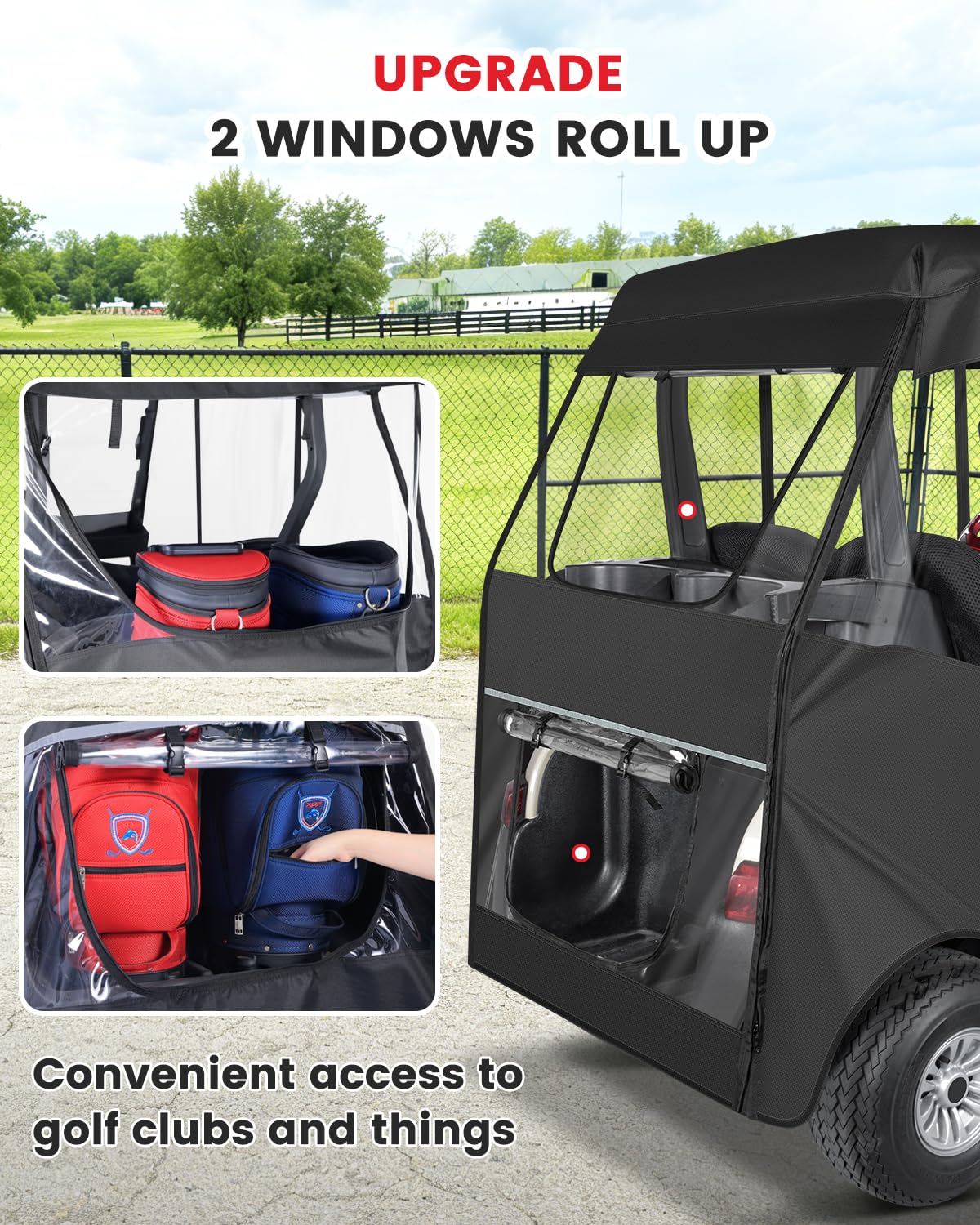 CHENGWEI enclosure quick fit over cart, simple setup and wind resistance.