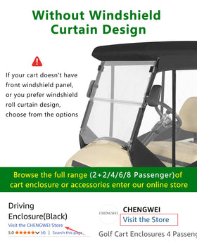 CHENGWEI front installation with windshield compatibility note emphasizes compatibility with Club Car Precedent