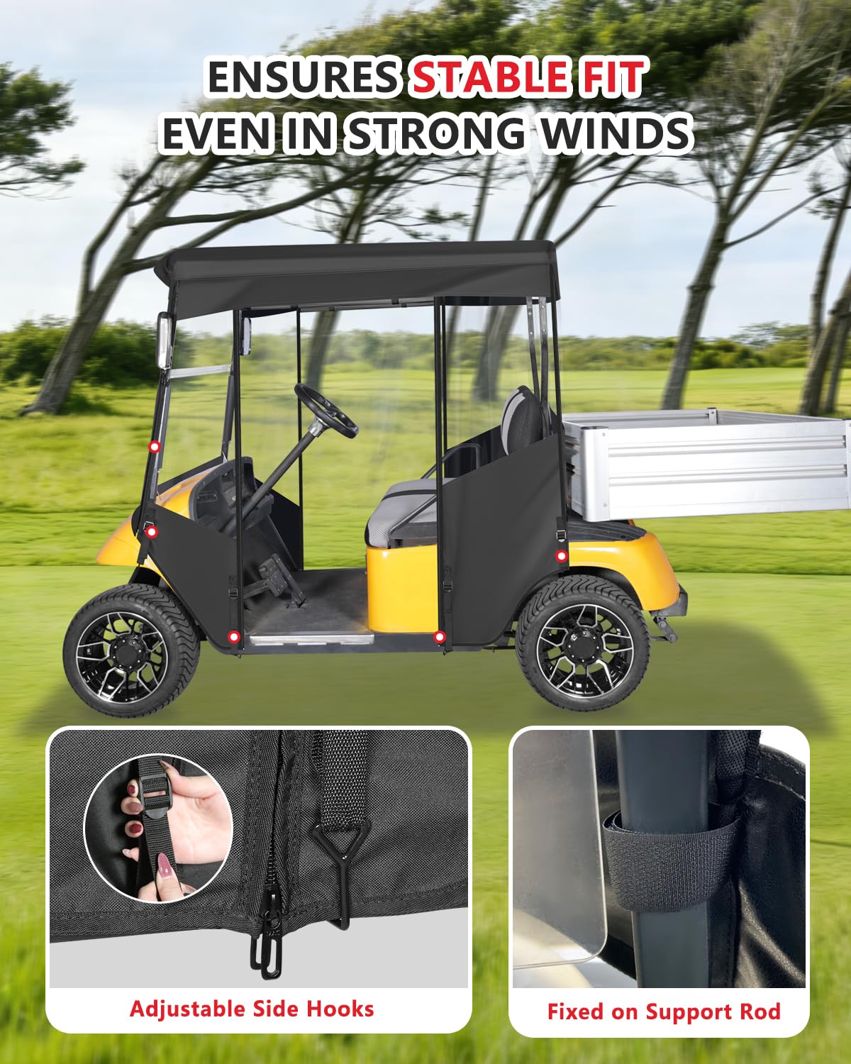 CHENGWEI EZGO TXT cargo-box coverage offering weather protection.