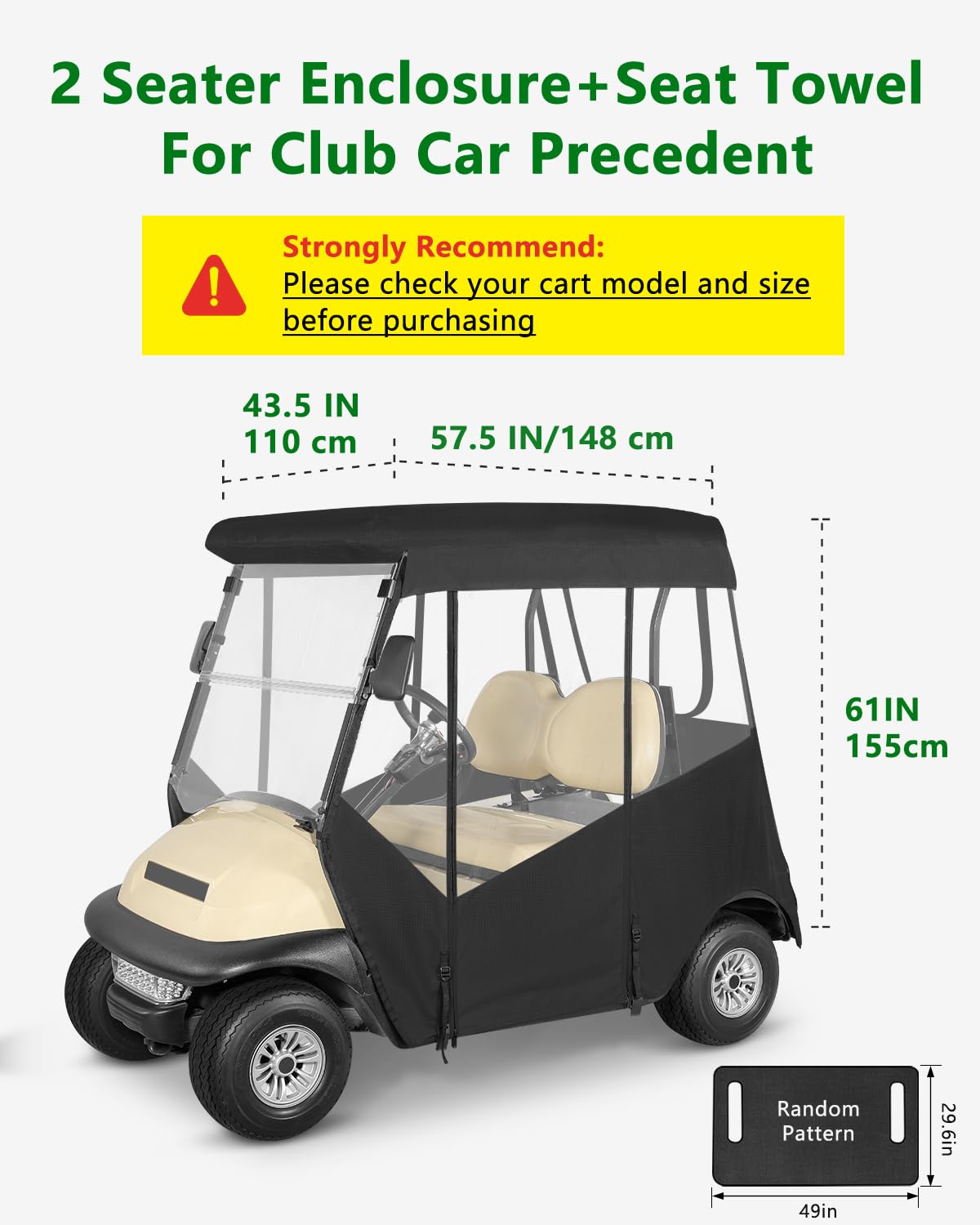 CHENGWEI golf cart enclosure over cart demonstrates quick installation with front label and hooks