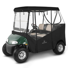 CHENGWEI EZGO TXT enclosure front view shows clear PVC windows for all-weather visibility.