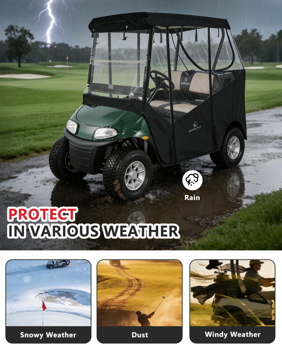 CHENGWEI EZGO TXT enclosure rear view emphasizes visibility through rear window.