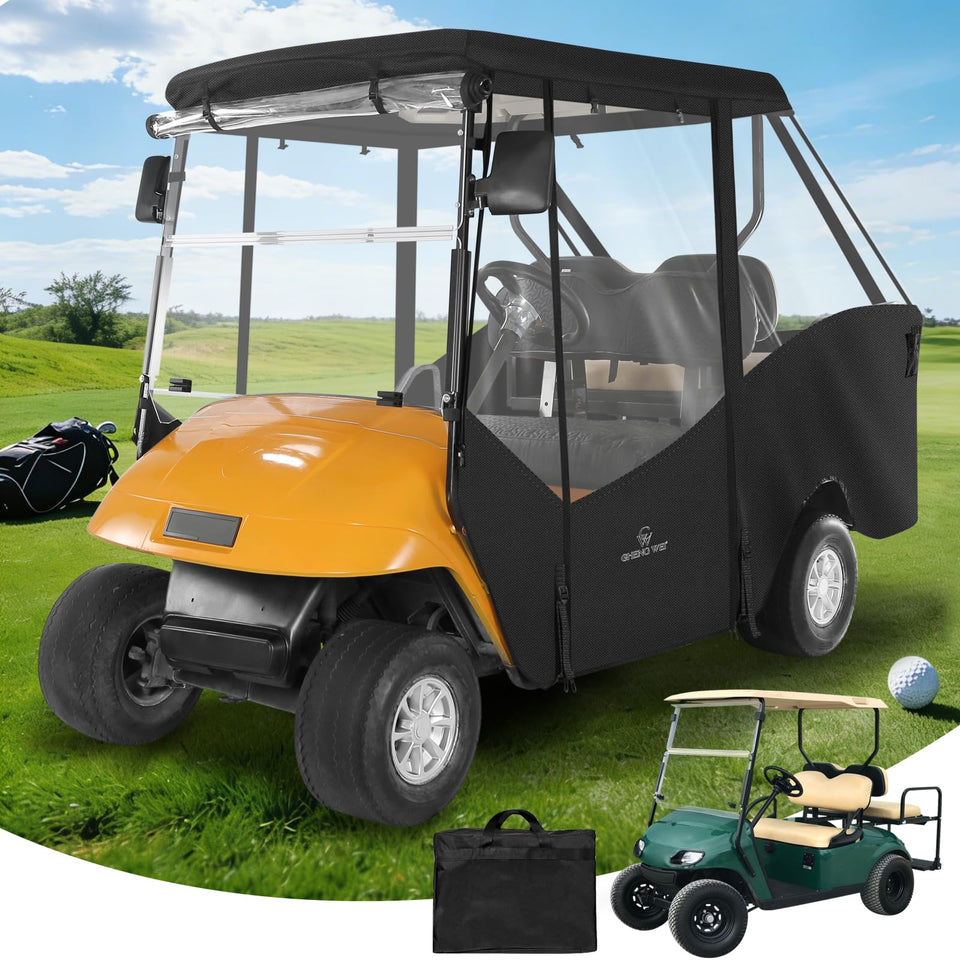 CHENGWEI golf cart enclosure for EZGO TXT short roof four-passenger protects against rain and wind.