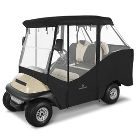 CHENGWEI golf cart enclosure front view with clear windows for all-weather visibility.
