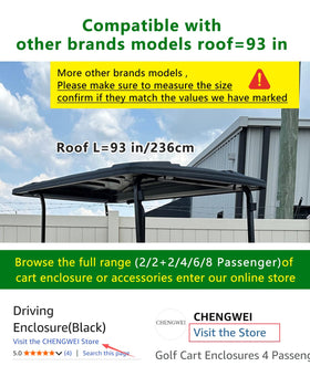 CHENGWEI Golf Cart Enclosure rear view with visible tail lights in rain