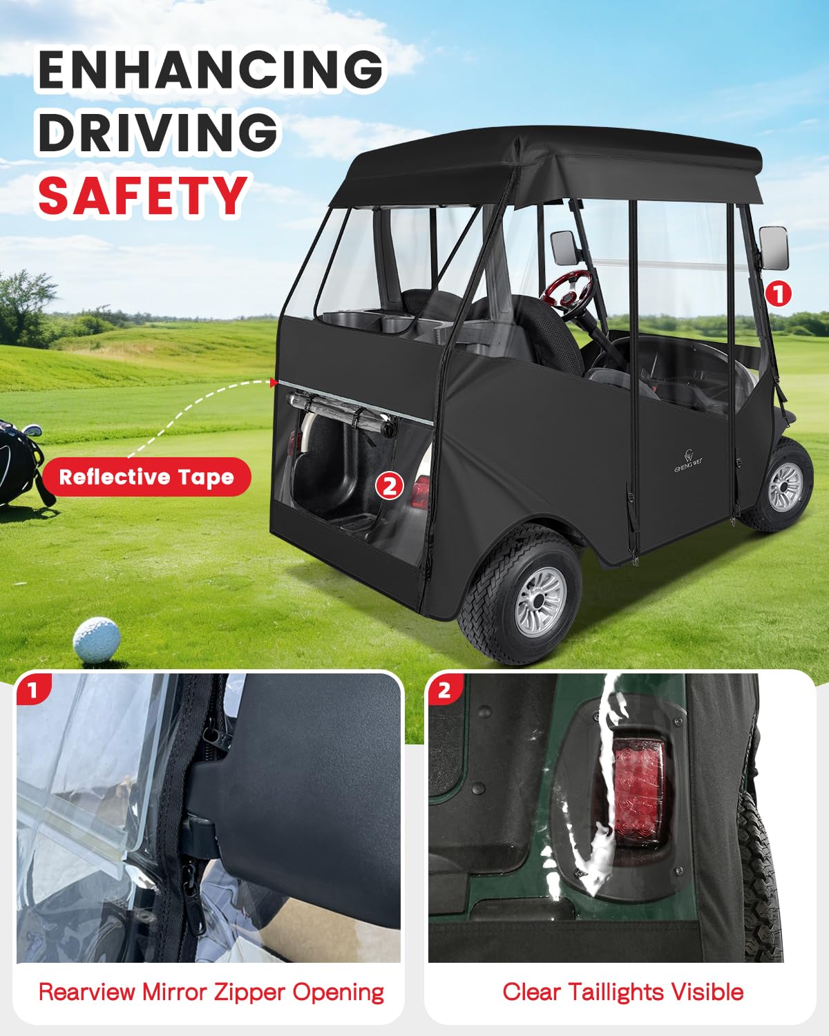 CHENGWEI enclosure roll-down design, sun breaks require no removal.