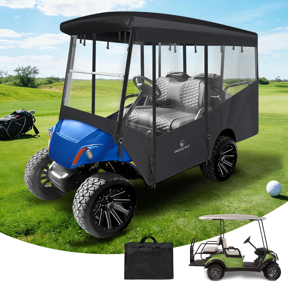 CHENGWEI golf cart enclosure roll-up four sides for easy storage and flexible use.