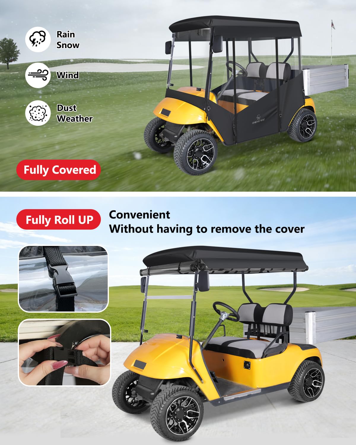 CHENGWEI enclosure roll-up windows close-up for easy ventilation.