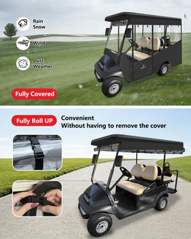 CHENGWEI roll-up four-sided windows enclosure for Club Car Precedent Long Roof improves ventilation.