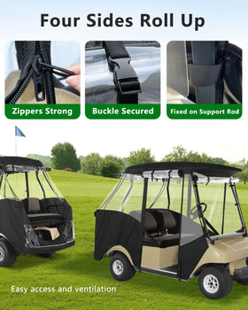 CHENGWEI golf cart enclosure side doors demonstrate easy entry with high-quality zippers.