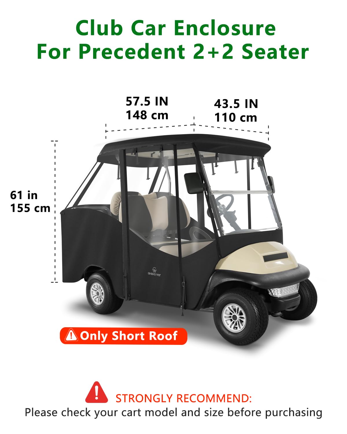 CHENGWEI golf cart enclosure side view left highlights weatherproof fit for Precedent.