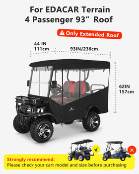 CHENGWEI golf cart enclosure side view showing roll up doors for easy entry