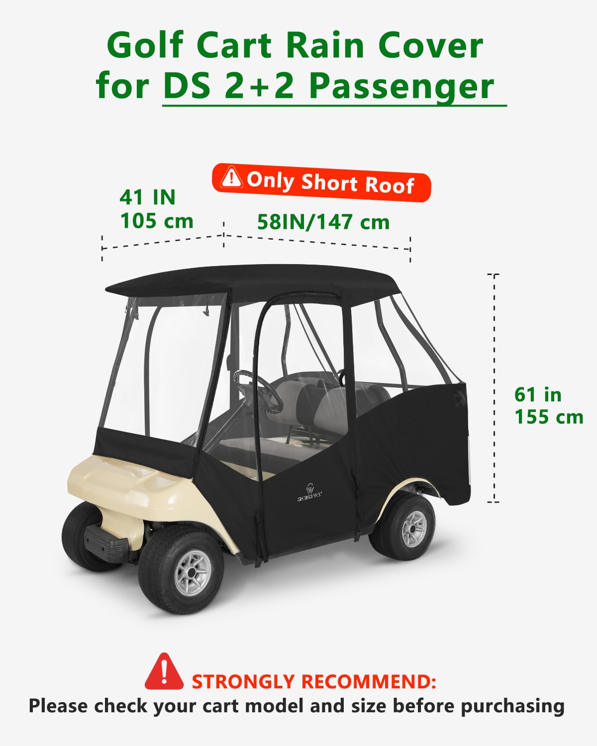 CHENGWEI Golf Cart Enclosure side zippered doors for easy entry in wet weather