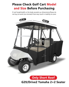 CHENGWEI golf cart enclosure for Yamaha G29, rear view with window, keeps interior dry