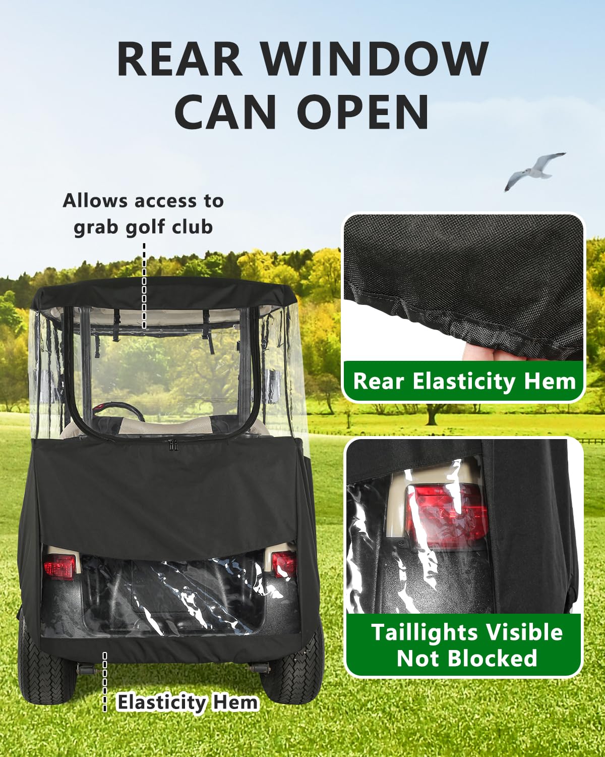 CHENGWEI golf cart enclosure zipper system for easy access and secure closure.