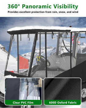 CHENGWEI rain enclosure for 2 passengers, side-entry doors provide easy access.