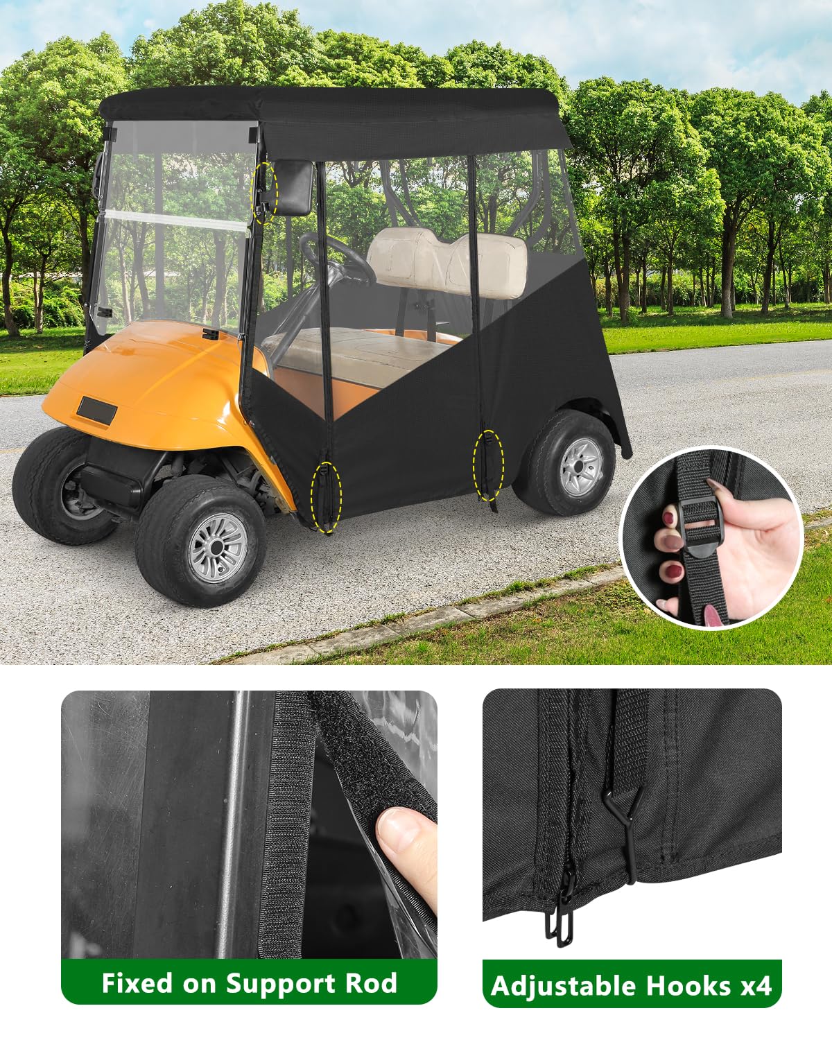 CHENGWEI golf cart rain cover with storage bag for convenient packing