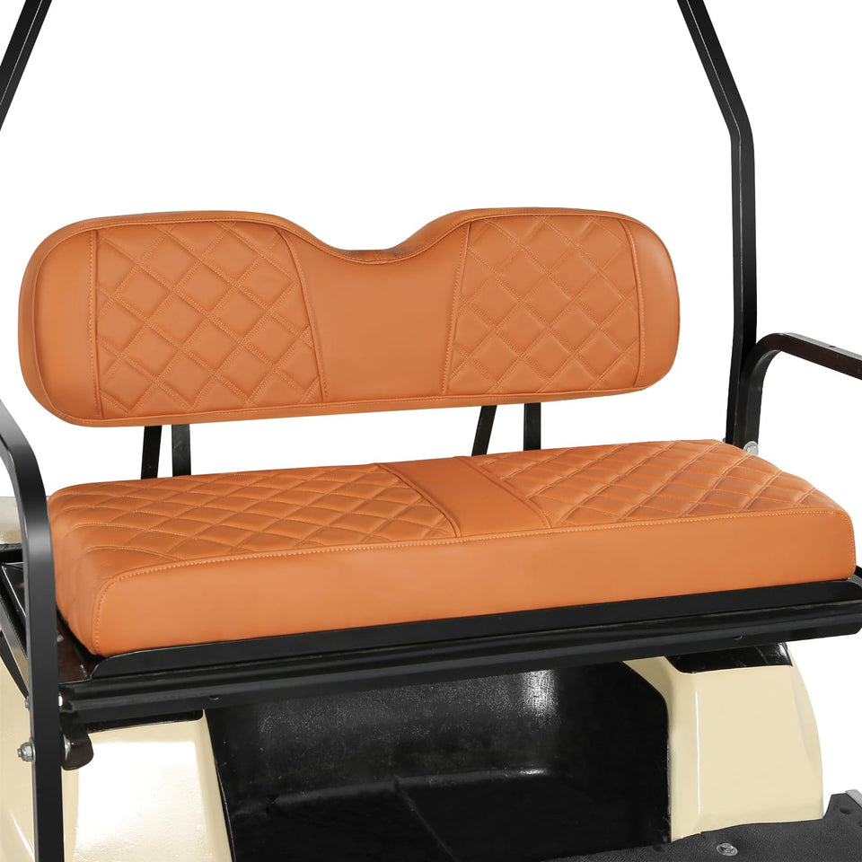 CHENGWEI rear seat cover in orange with diamond stitching highlights durability and style.