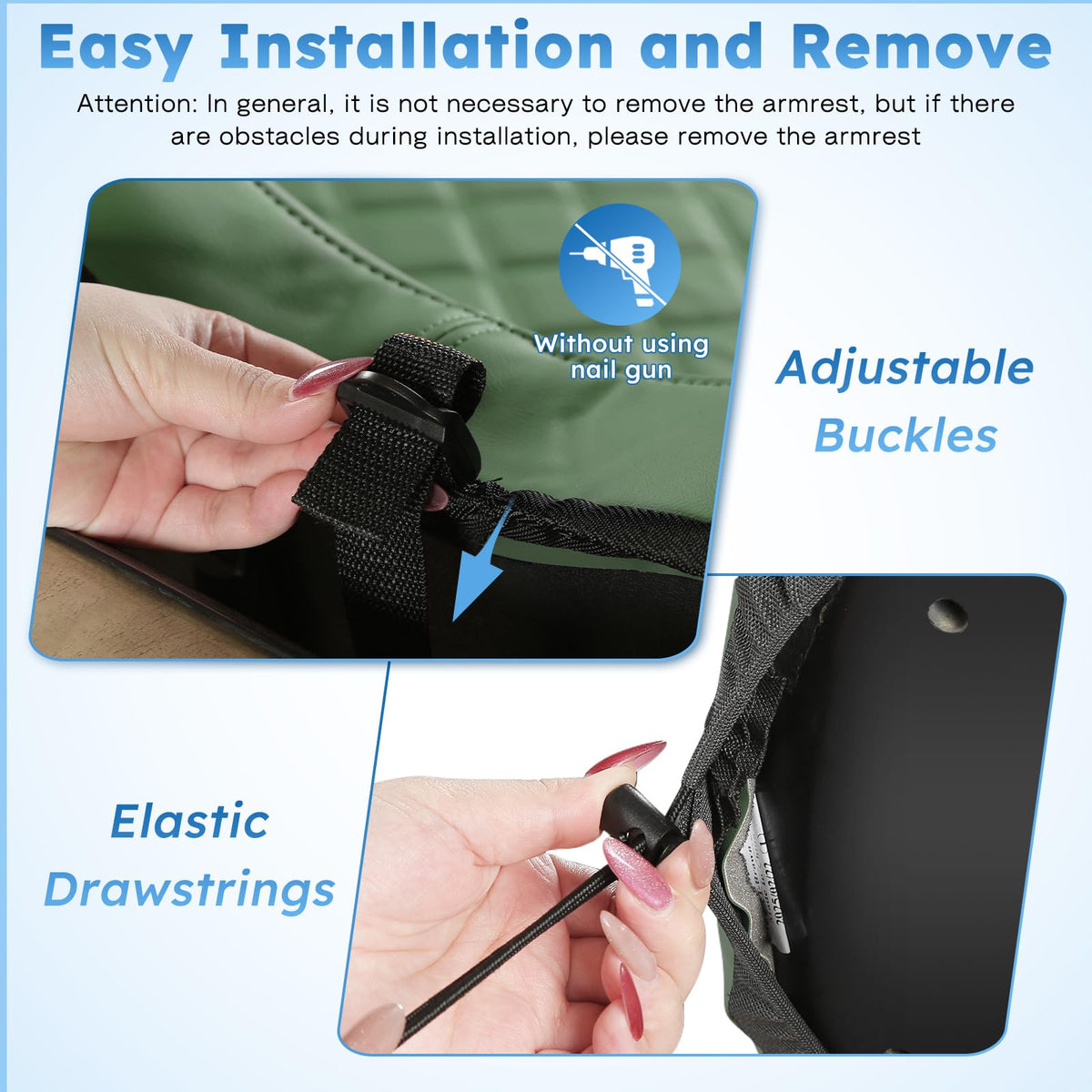CHENGWEI seat cover with dual front pockets for storage on the go.