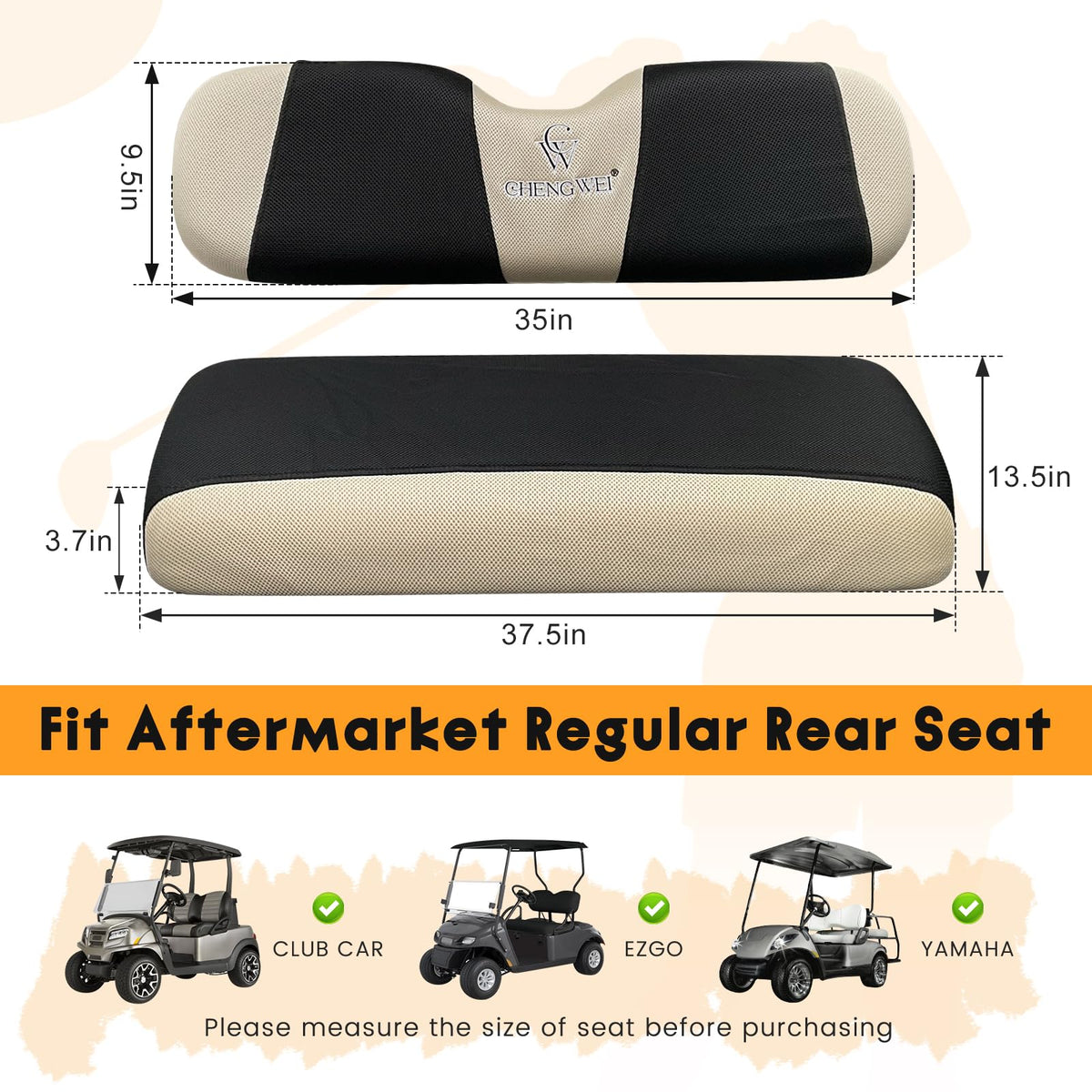 CHENGWEI installation guide showing tool free setup for rear seat cover.