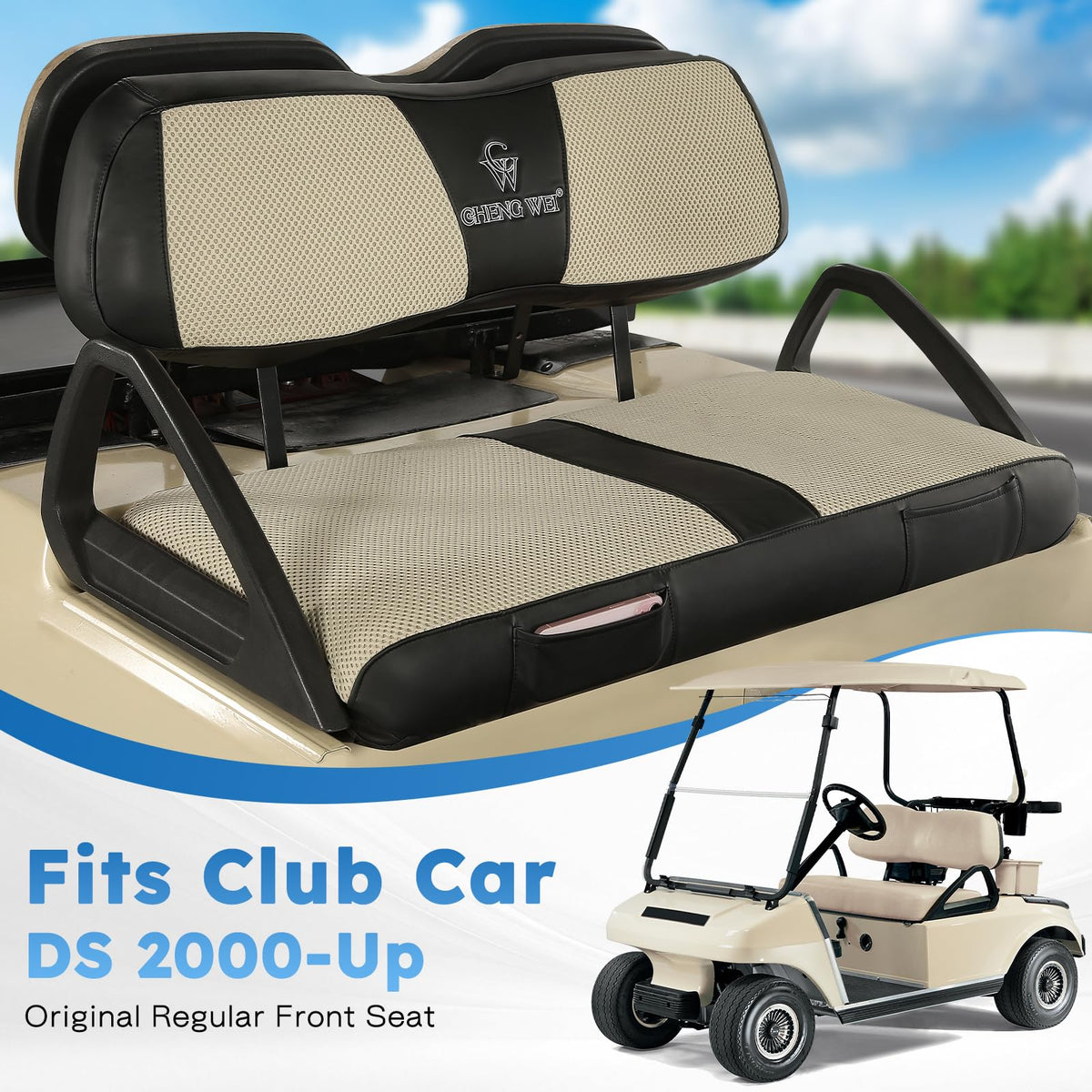CHENGWEI backrest seat cover protects Club Car DS from wear and wrinkles