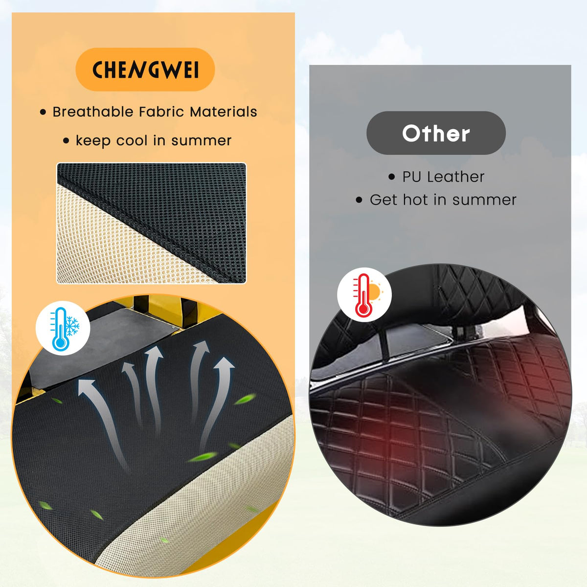 CHENGWEI seat cover buckle installation shown for easy fit