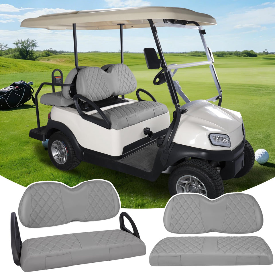 CHENGWEI golf cart seat covers front kit with diamond stitch enhances durability.