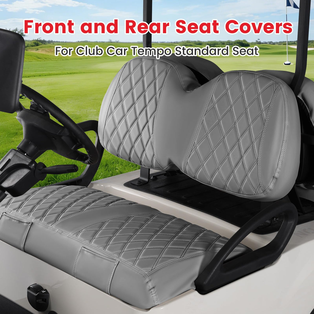 CHENGWEI golf cart seat covers rear kit protects upholstery and adds style.
