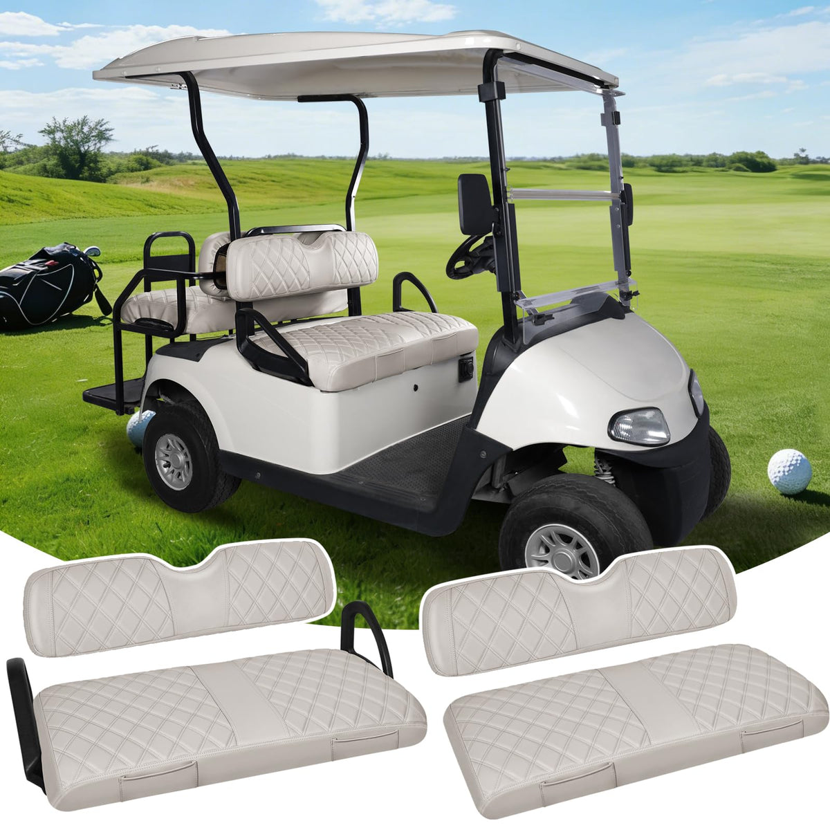 CHENGWEI EZGO RXV front seat cover in beige for durable protection and comfort