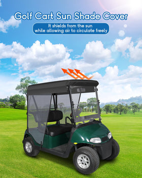 CHENGWEI golf cart shade with 3-side roll-up design for quick access.