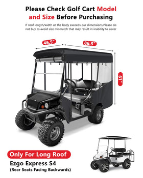 CHENGWEI long-roof enclosure covers all four seats with secure fit