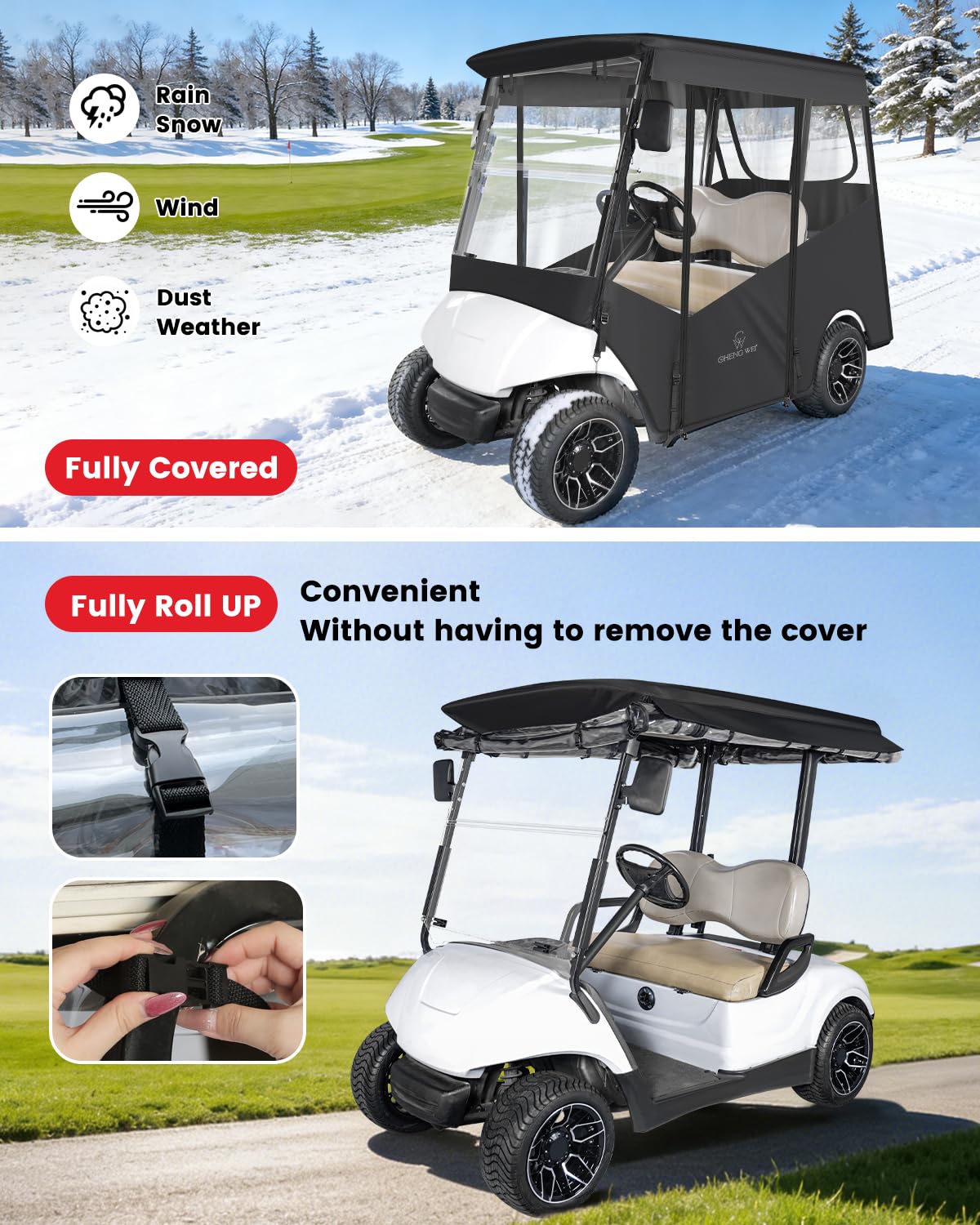 CHENGWEI side mirror openings maintain full visibility while enclosed.