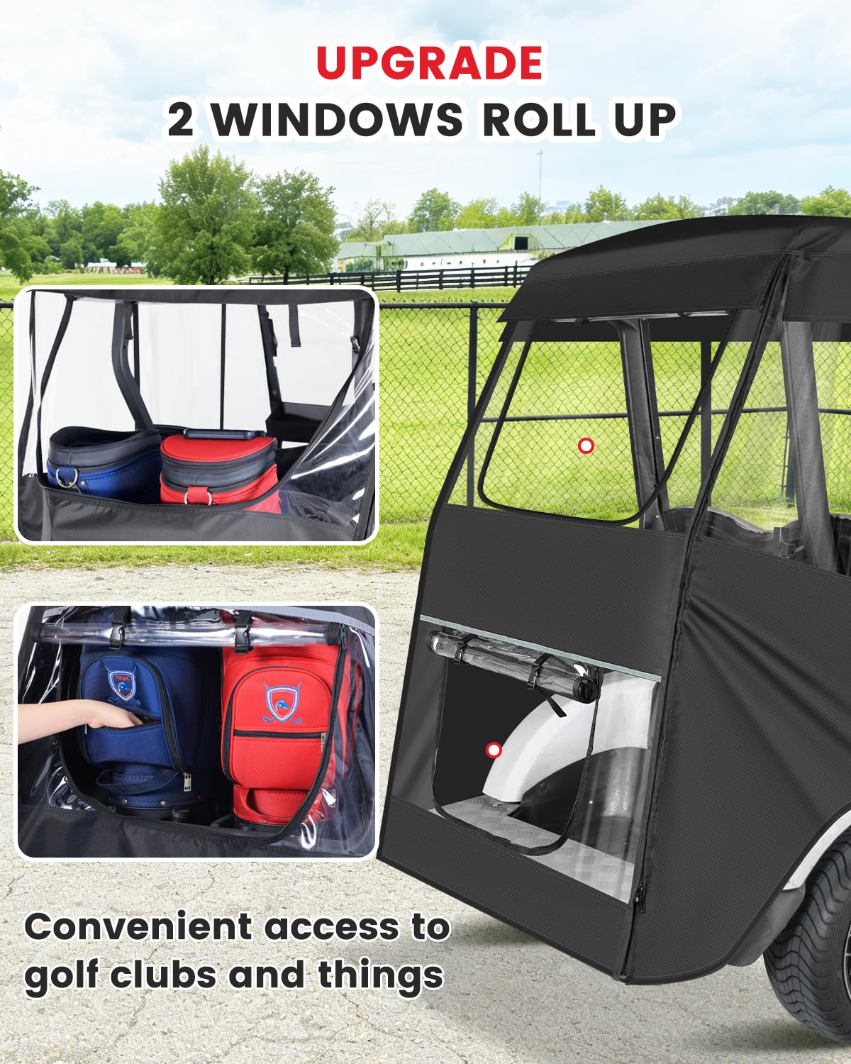 CHENGWEI two-way front windshield zipper preserves rearview mirror space.
