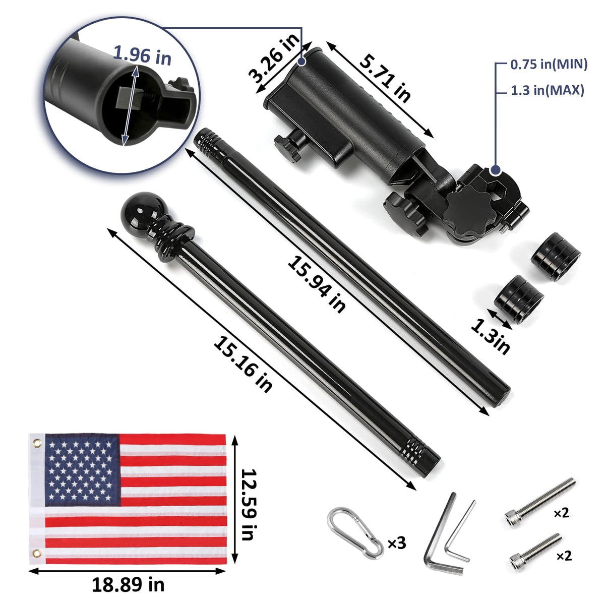 CHENGWEI universal clamp fits golf carts, bikes, and boats.