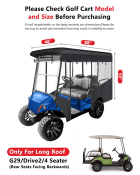 CHENGWEI Yamaha long roof enclosure highlights 4-passenger space with waterproof 600D fabric.