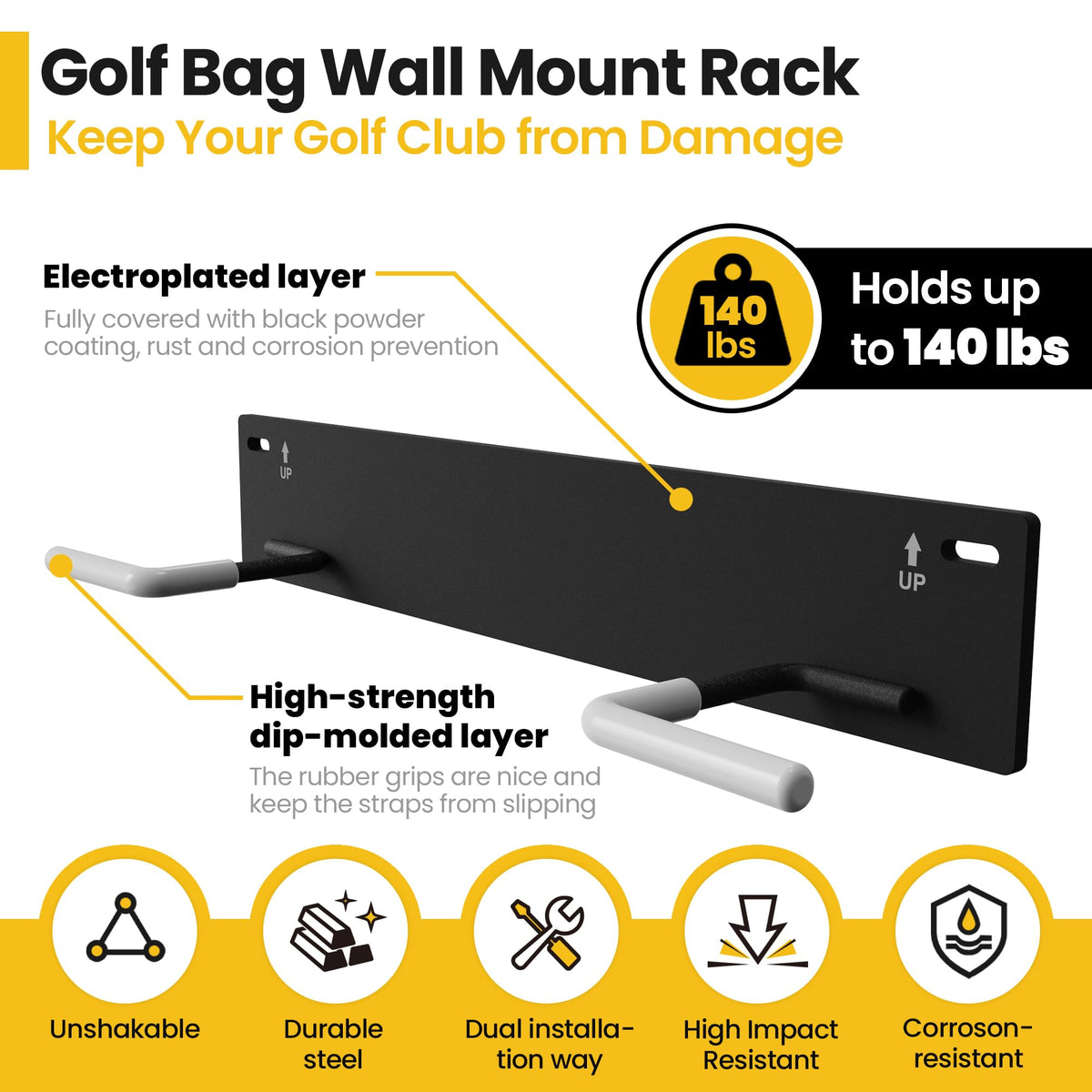 Chenteel garage golf bag hook designed for quick, secure mounting on studs.