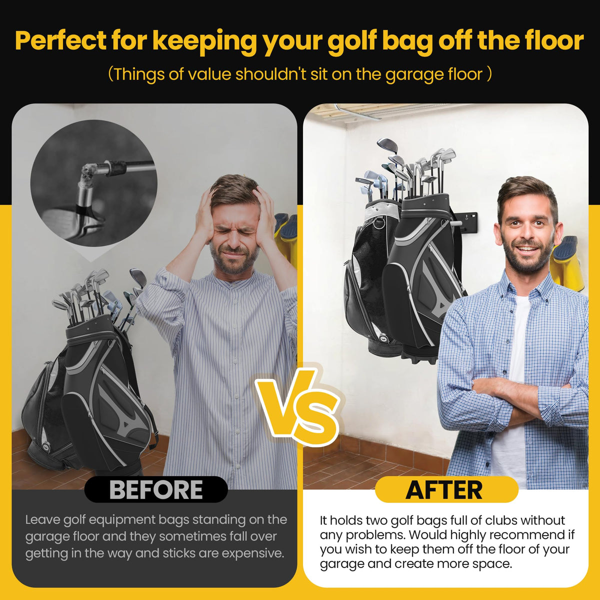 Chenteel golf bag wall hanger blends style with durable coating.