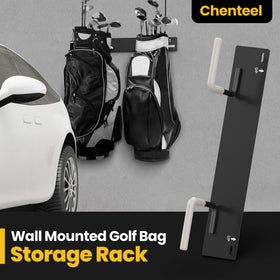 Chenteel golf club storage rack with rubber grips protects straps over time.