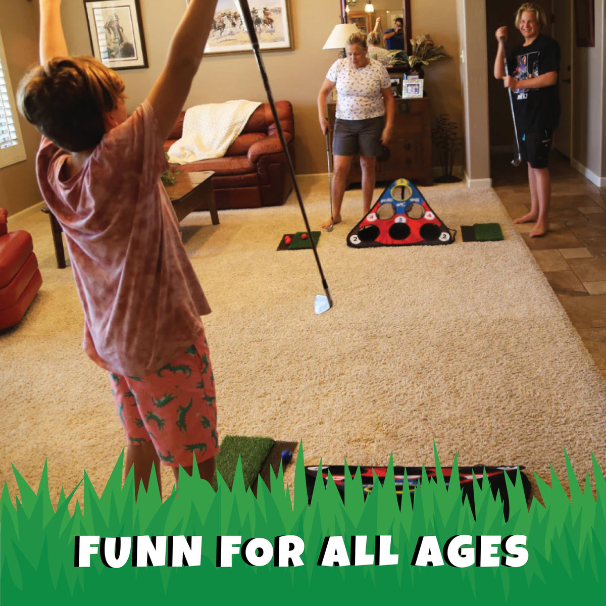 CHIP NN' Hole scoreboard tracks points during friendly backyard golf challenges.