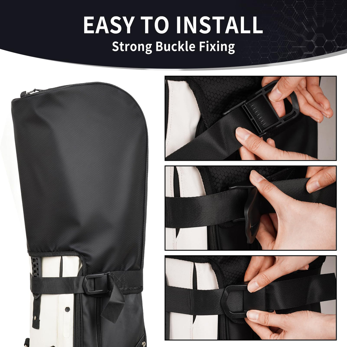 Foldable ChmpDrp golf bag cover folded for compact storage