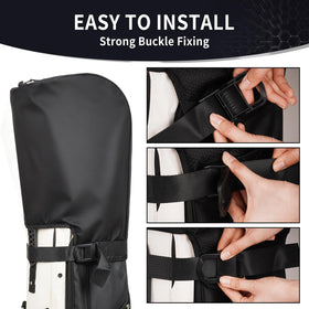 Foldable ChmpDrp golf bag cover folded for compact storage