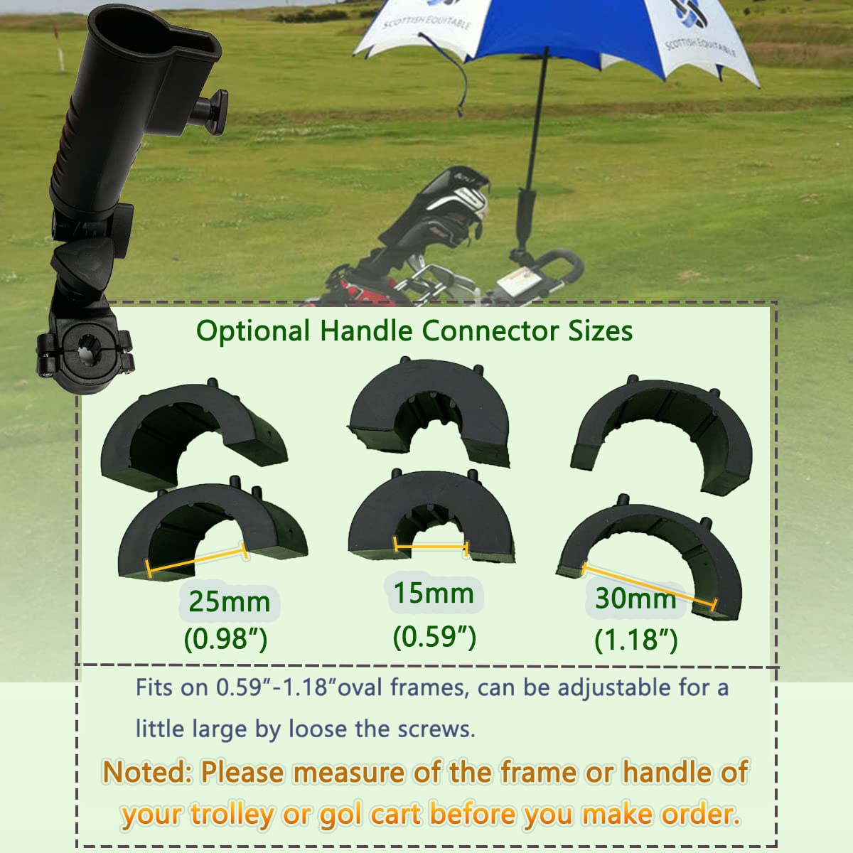 CHOYTONG umbrella holder showing adjustable knobs for left-right positioning.
