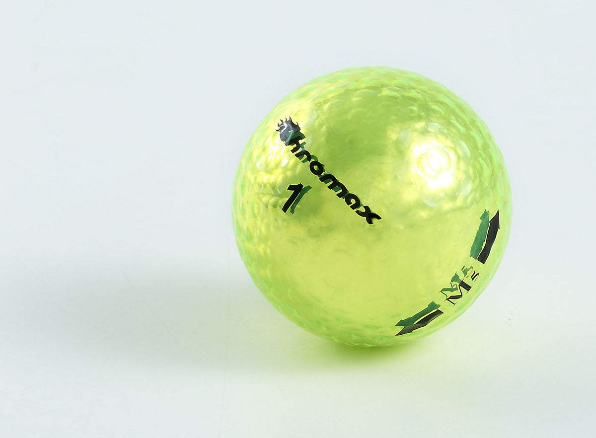 Chromax M5 gold ball on greenside makes locating easier after landing.