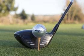 Chromax M5 silver ball with reflective coating aids locating on fairways and rough.