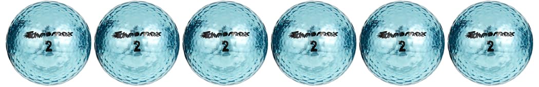 Chromax Metallic M5 blue golf ball with high visibility for tracking.